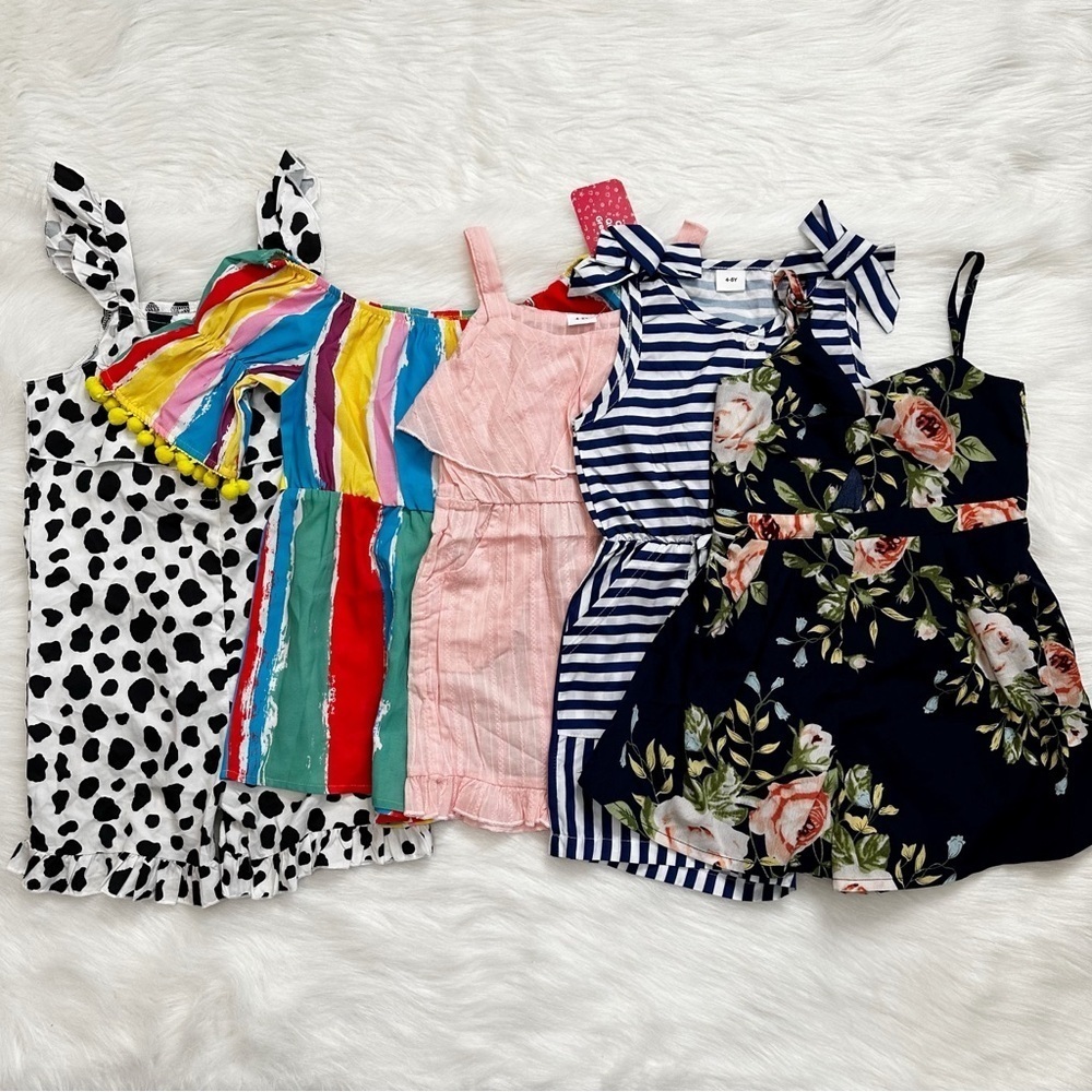 New BUNDLE (5) Girls Toddler 4T-5T Summer Rompers